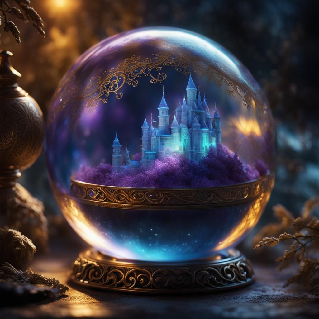 Glowing Entity in Glass Sphere: Fantasy Matte Painting