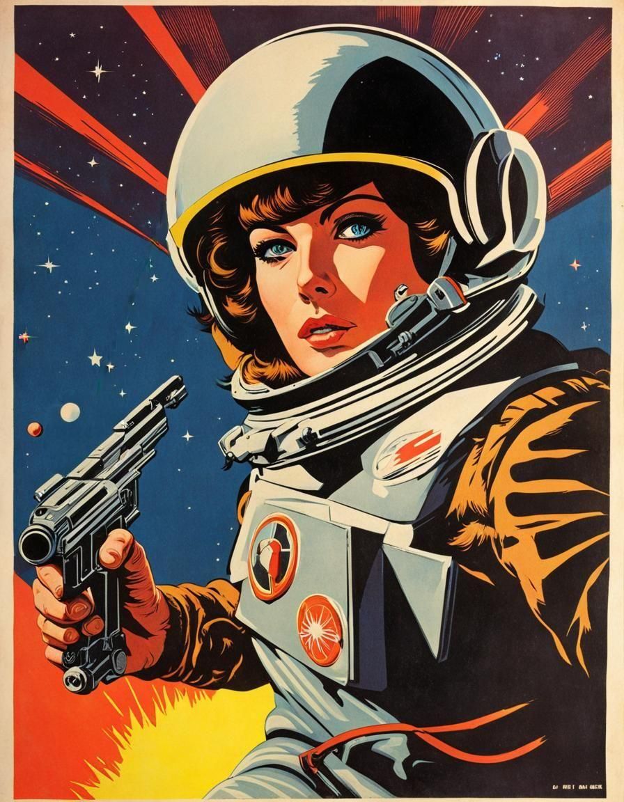 Leningrad Cosmonaut with Laser Pistol: Retro Sci-Fi Art
