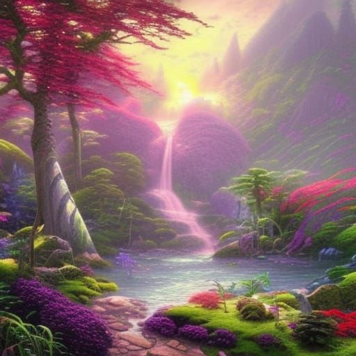 Lush Lost Island: Ethereal Fantasy Landscape