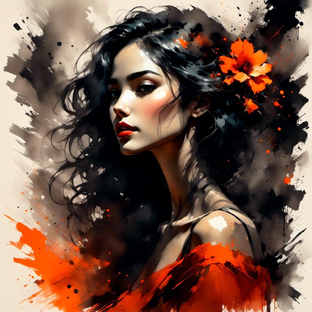 High-Contrast Portrait in Inked Style