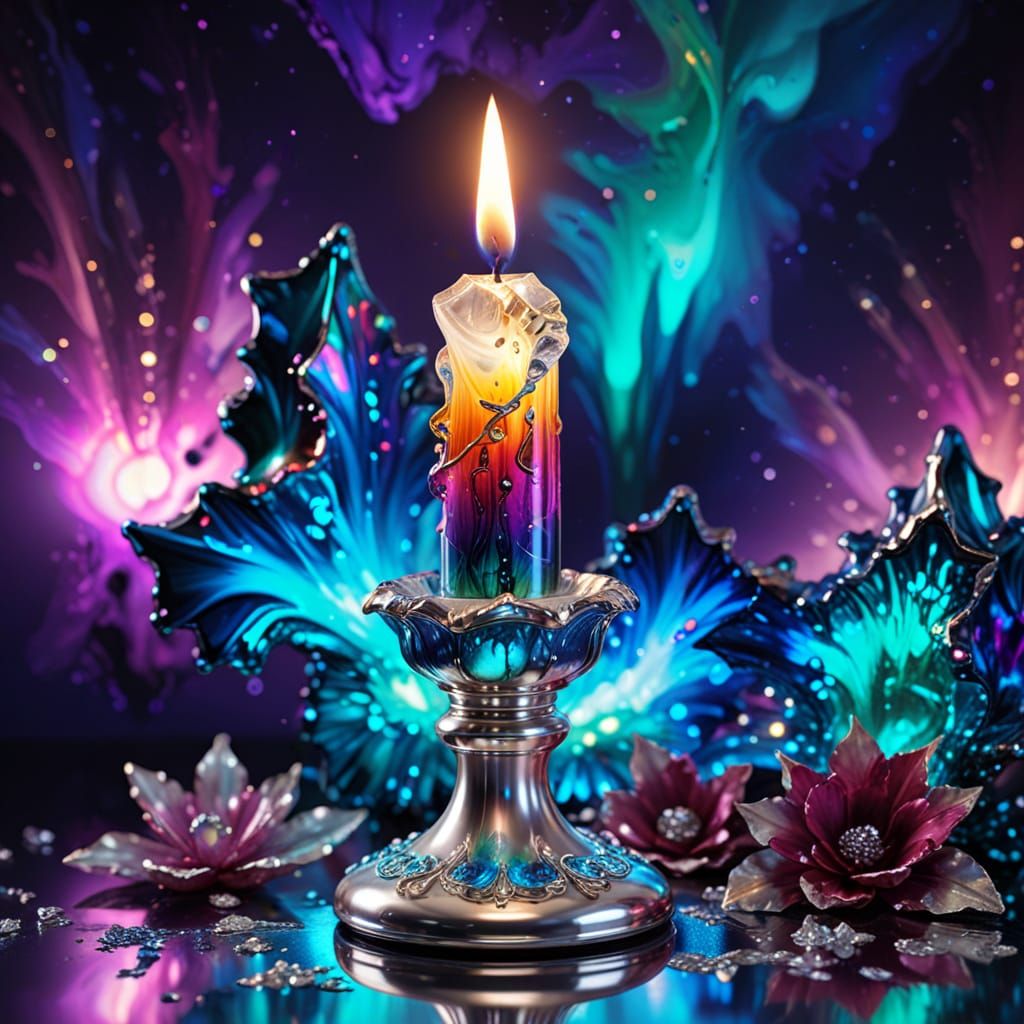 Opulent Jewel-Tone Candlestick in Metallic Shine