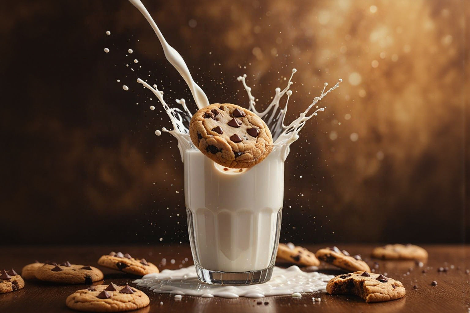 Chocolate Chip Cookies Dive Into Milk Splash Tsunami