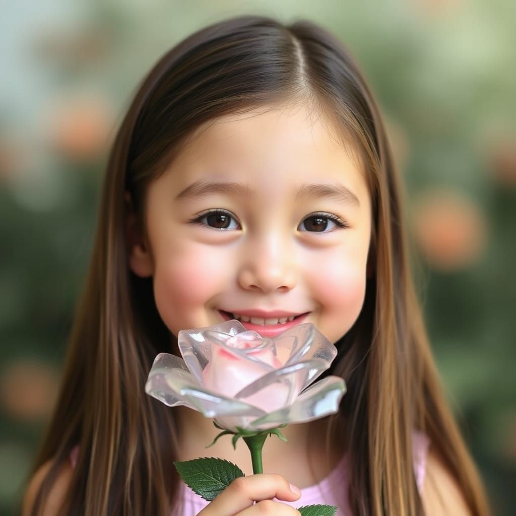 Girl with Glass Rose: A Portrait of Beauty