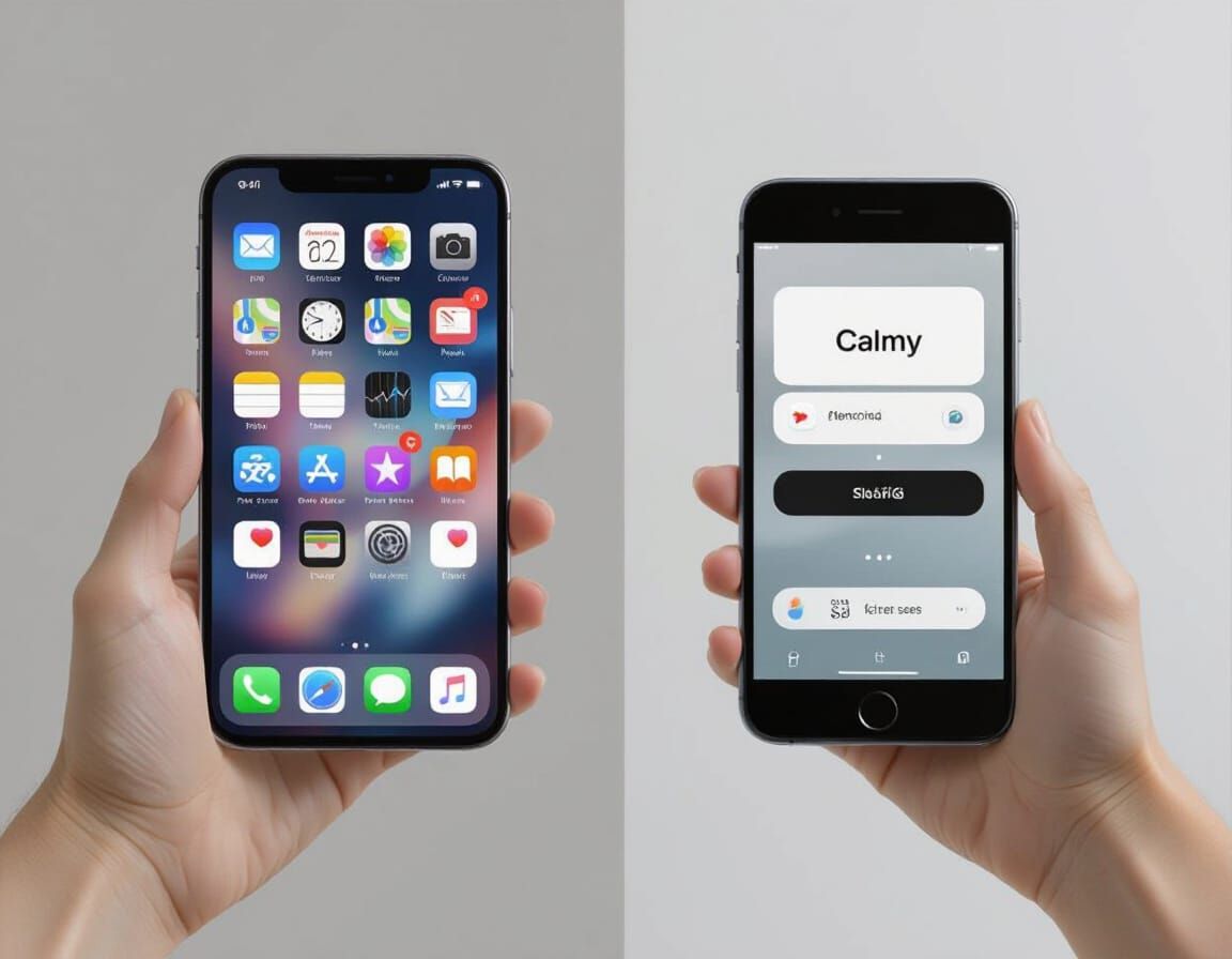 Smartphone Screen Chaos to Calm: Photorealistic Split