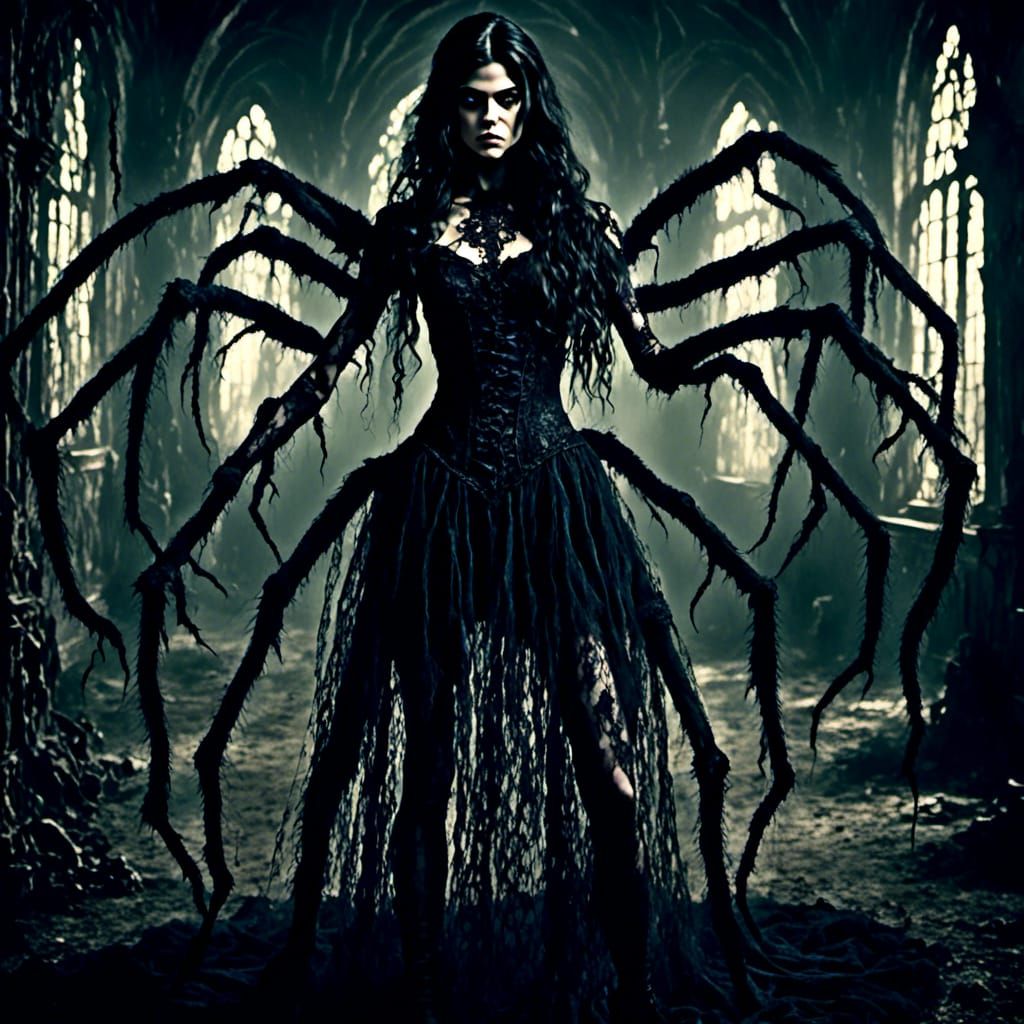 Spider-Woman in Gothic Mansion