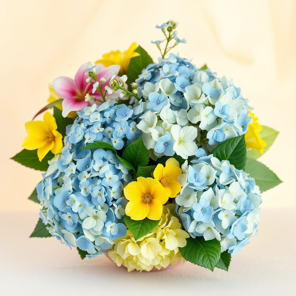 Vibrant Botanical Still Life in Photorealistic Style