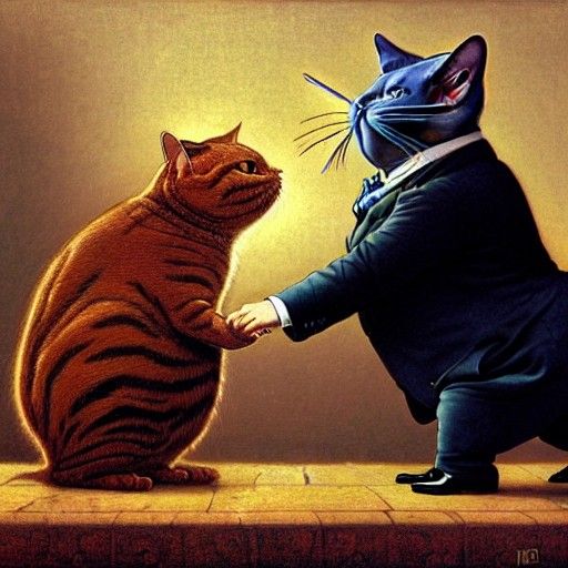 Businessman Scolding Cat: Detailed Photoillustration