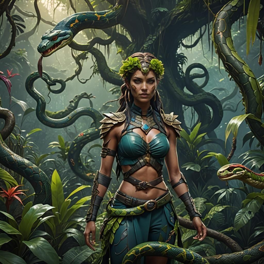 Fantasy Snake Women in Jungle Concept Art