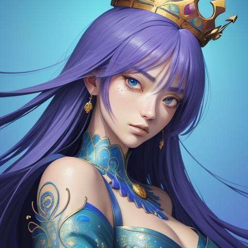 Ethereal Crowned Figure in Surreal Anime Style