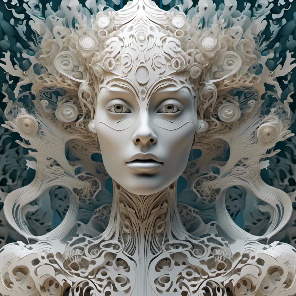 Scandinavian Forest Woman in Rice Paper Style