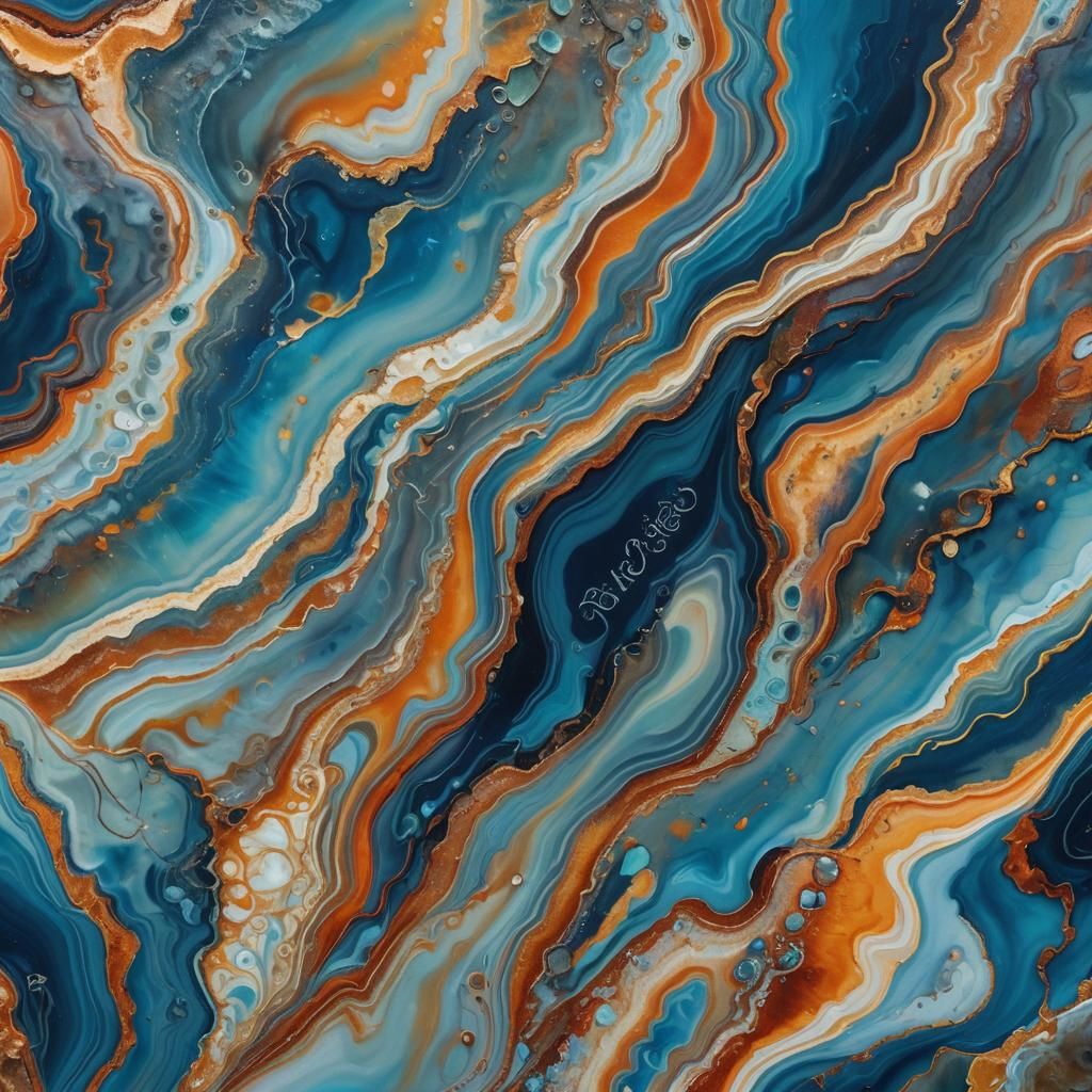 Calligraphy Jasper Slice in Vibrant Oil Painting Style