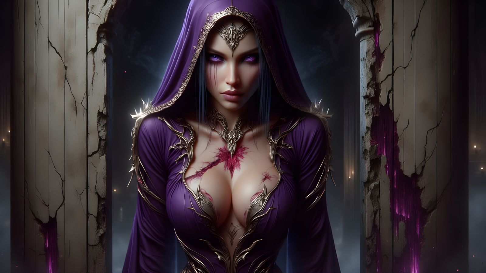 Mysterious Assassin in Deep Purple Robes