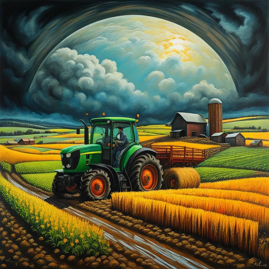 Farmer's Life in Mixed Media Art