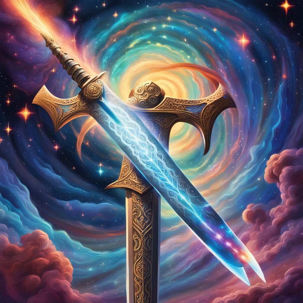 Glamdring Sword Shines in Ethereal Nebula