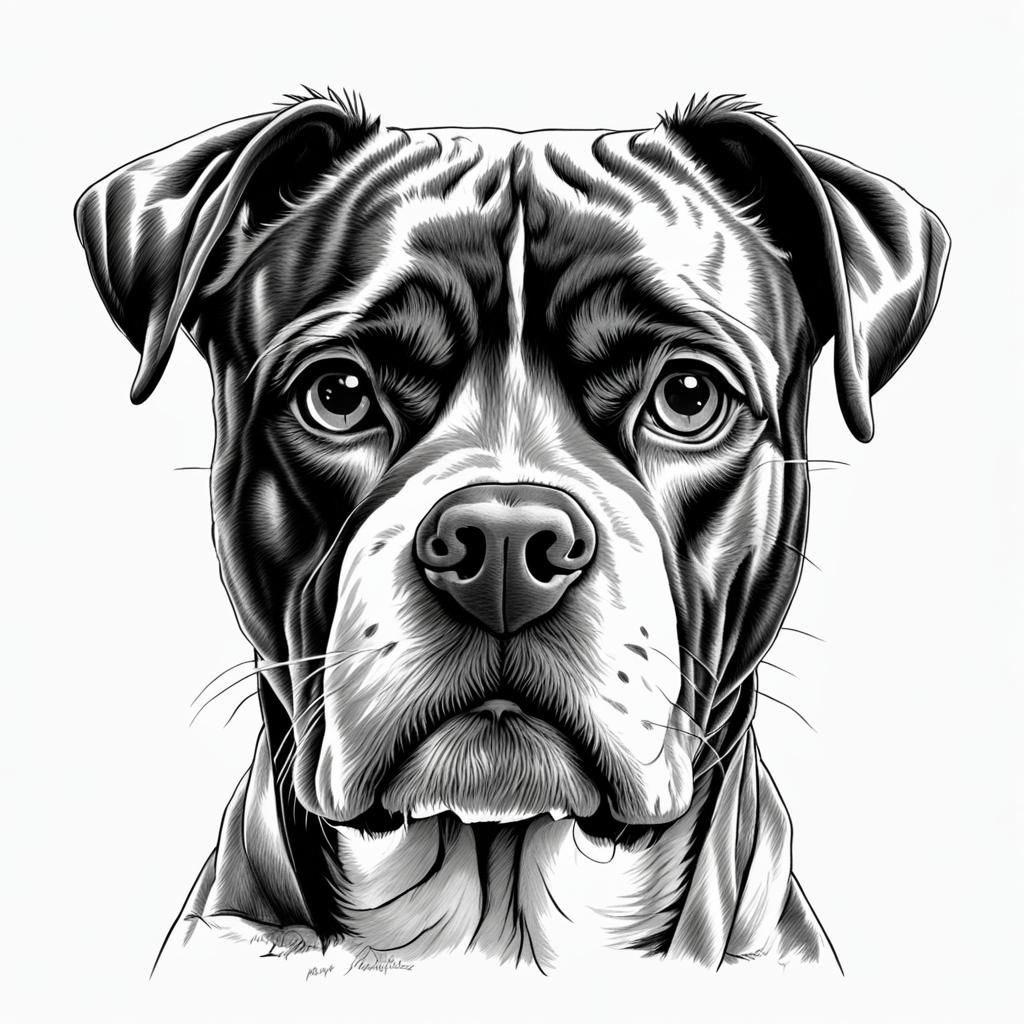 Boxer Dog Sketch on White Paper