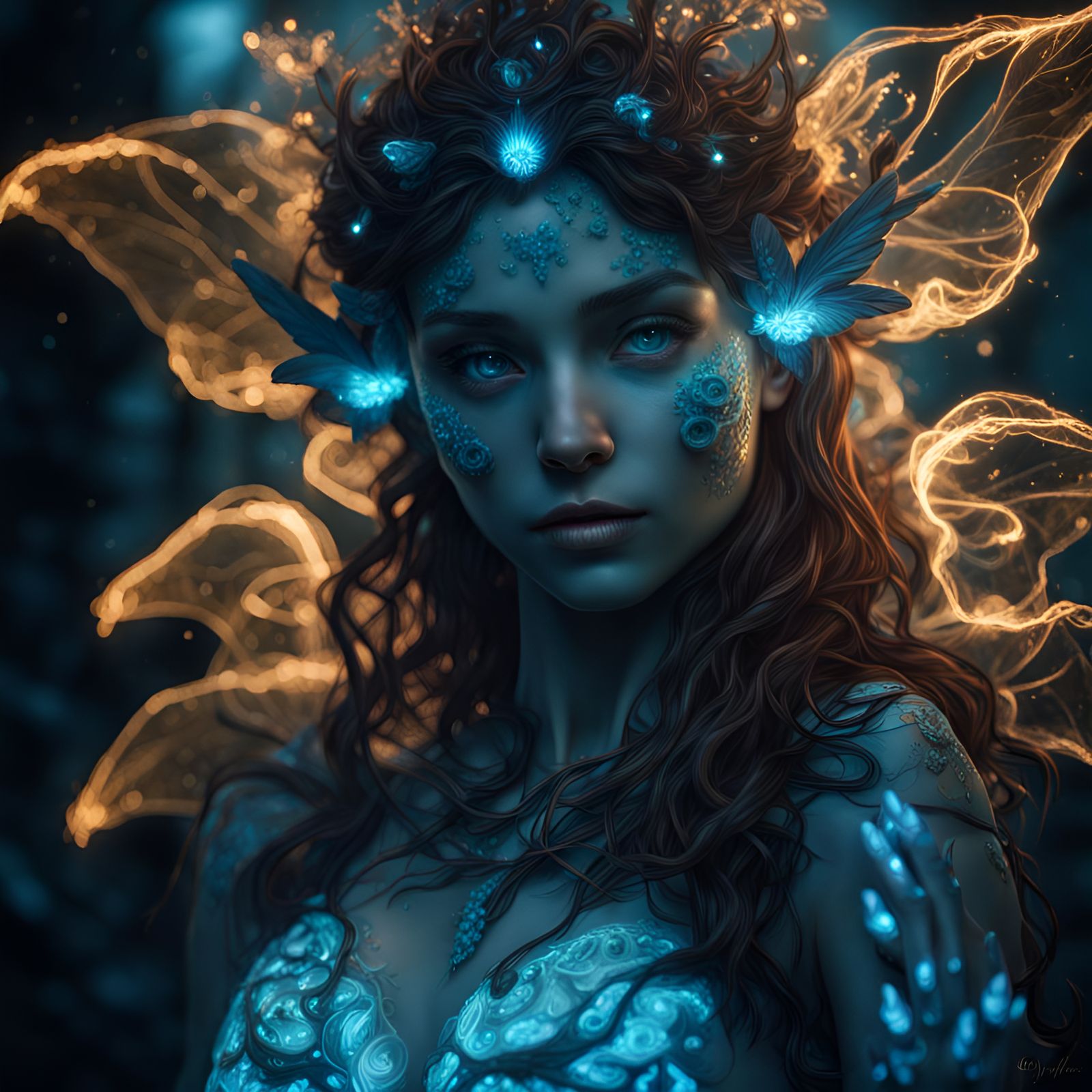 Bioluminescent Elemental Fae in Hyperrealistic Style