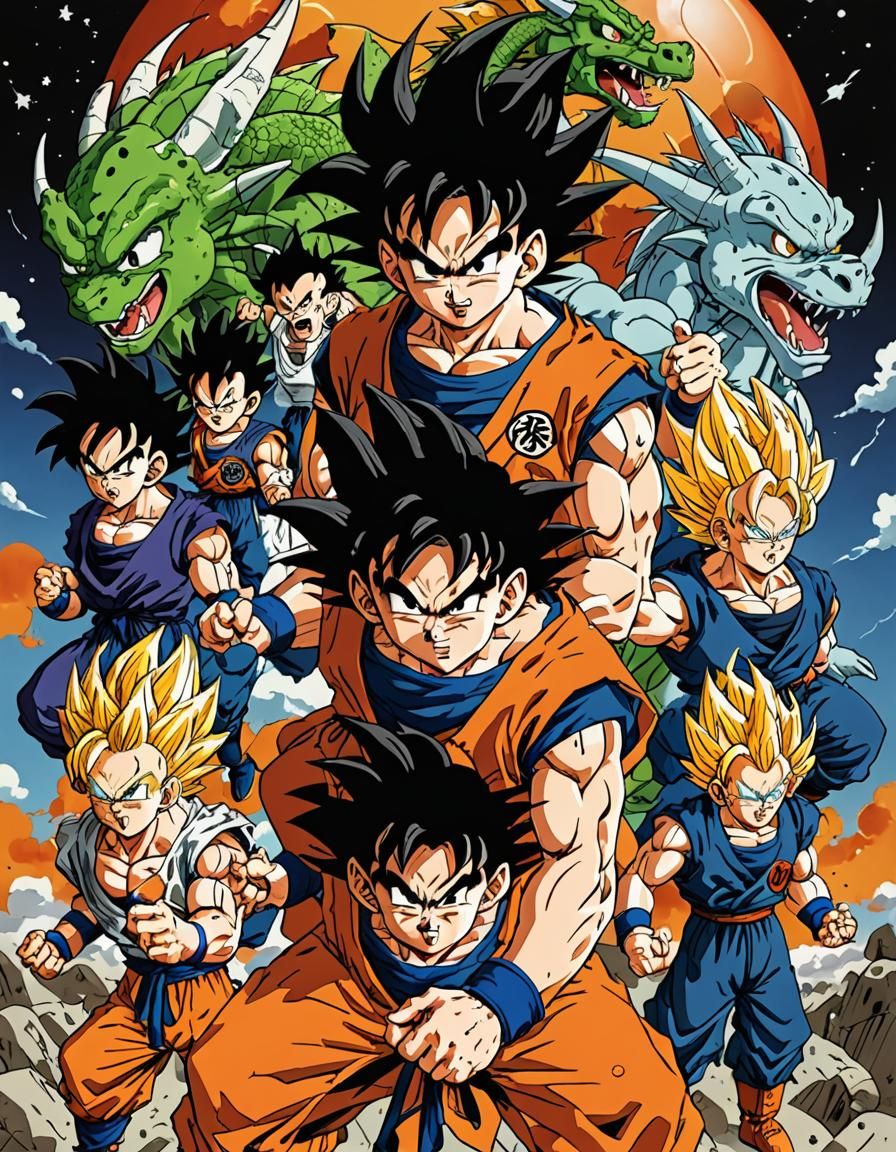 Dragon Ball Super Saiyan in Manga Style