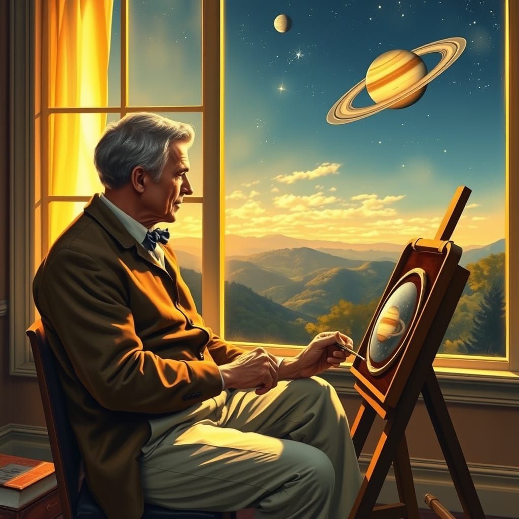 Artist Paints Saturn Rings in Rockwell Style