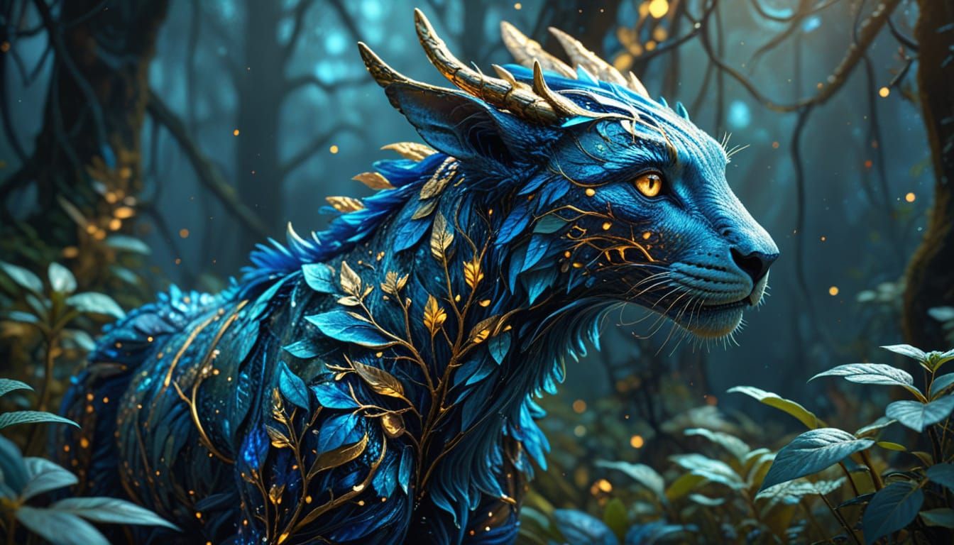 Hyperrealistic Flora Animal in Digital Forest