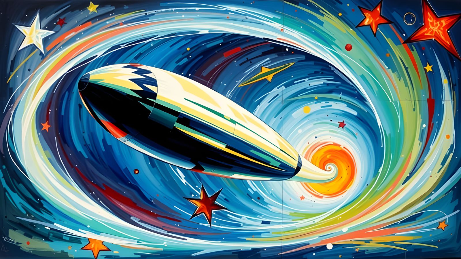 Stunning Cyberpunk Vortex Scene in Painterly Oil