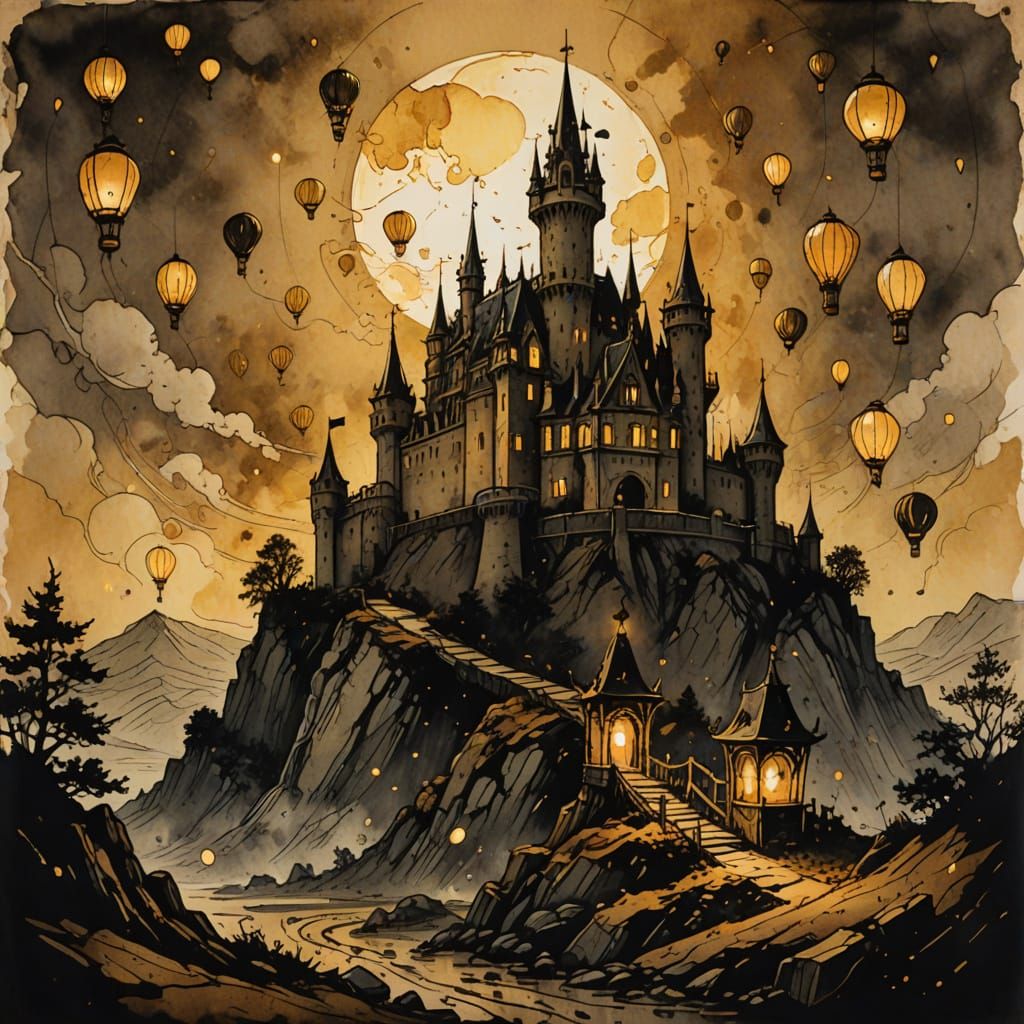 Steampunk Castle Amidst Earthy Tones