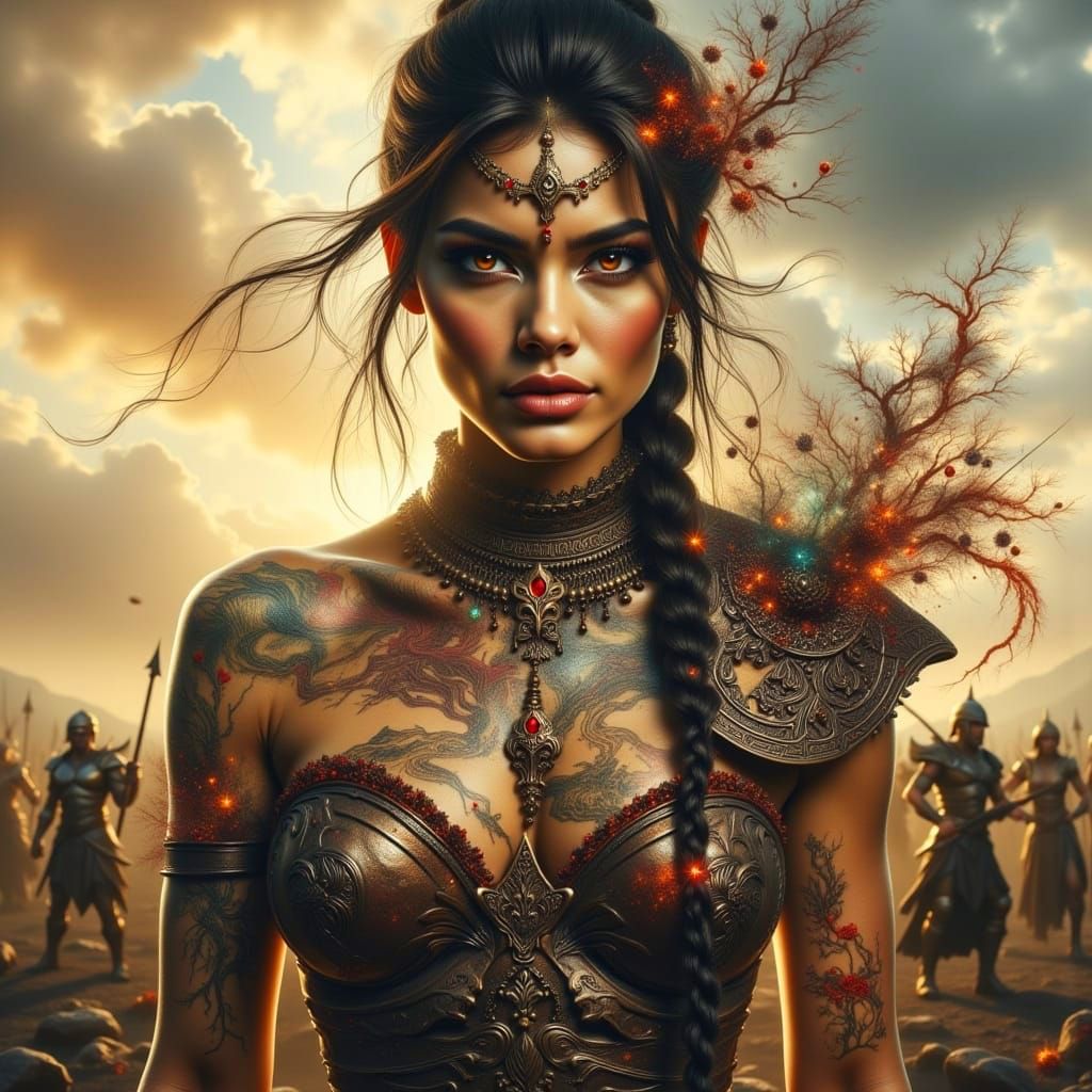 Epic Female Warrior in Battle