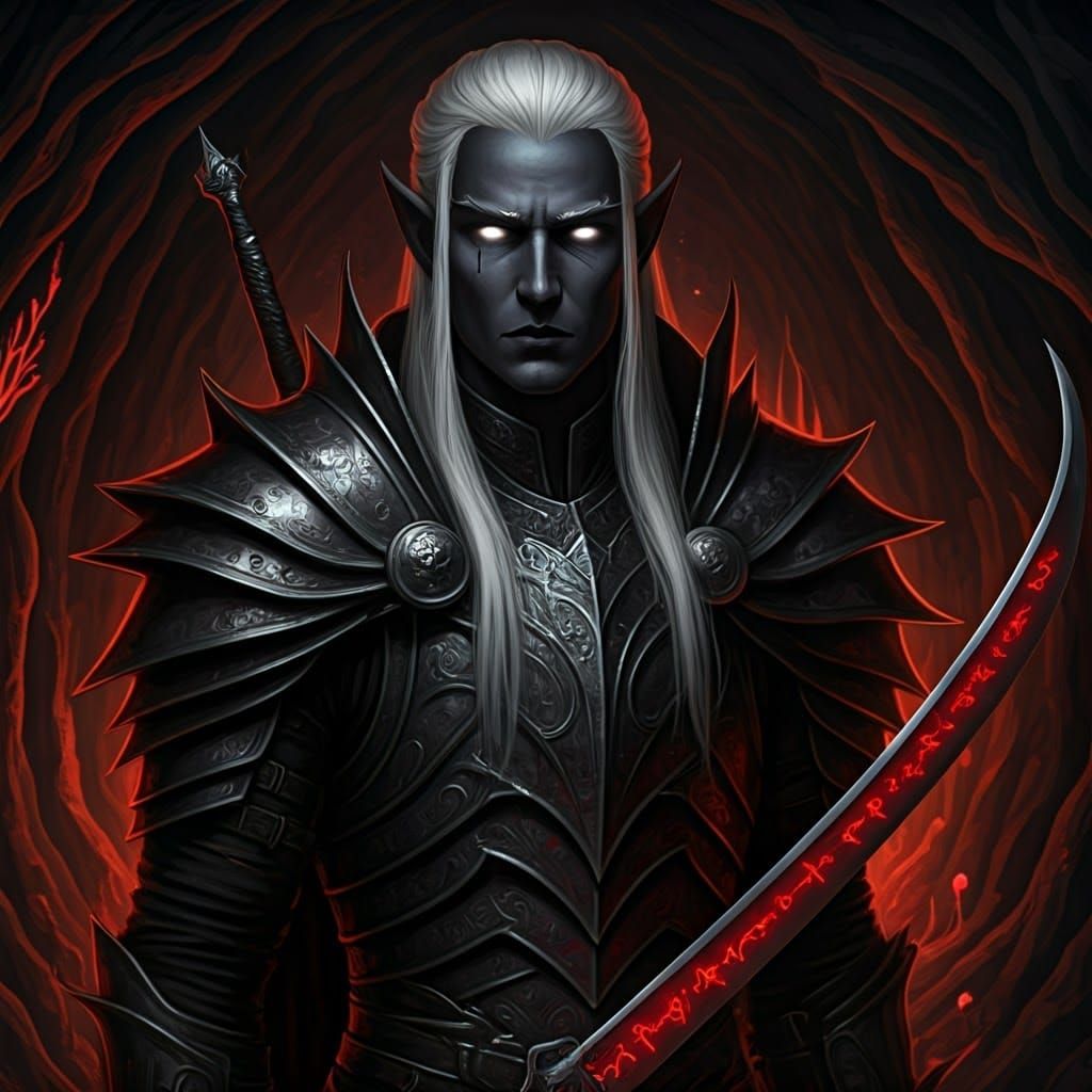 Drow Guardian in Shadow Kingdom: Dark Fantasy Art