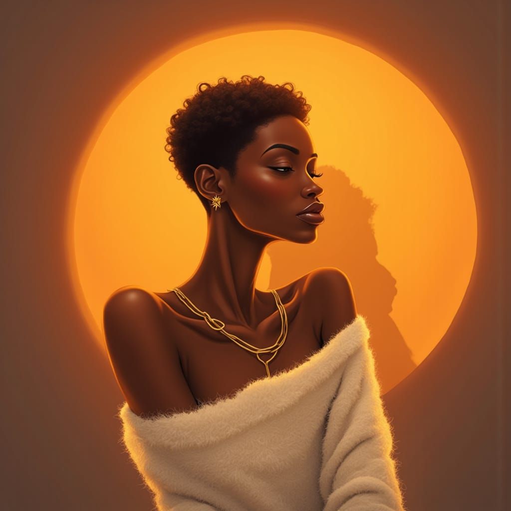 Golden Spotlight Portrait with Halo Effect