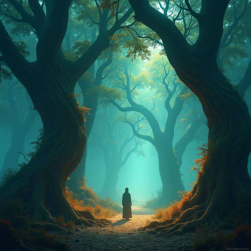 Mystical Forest Figure in Dreamscape Concept Art