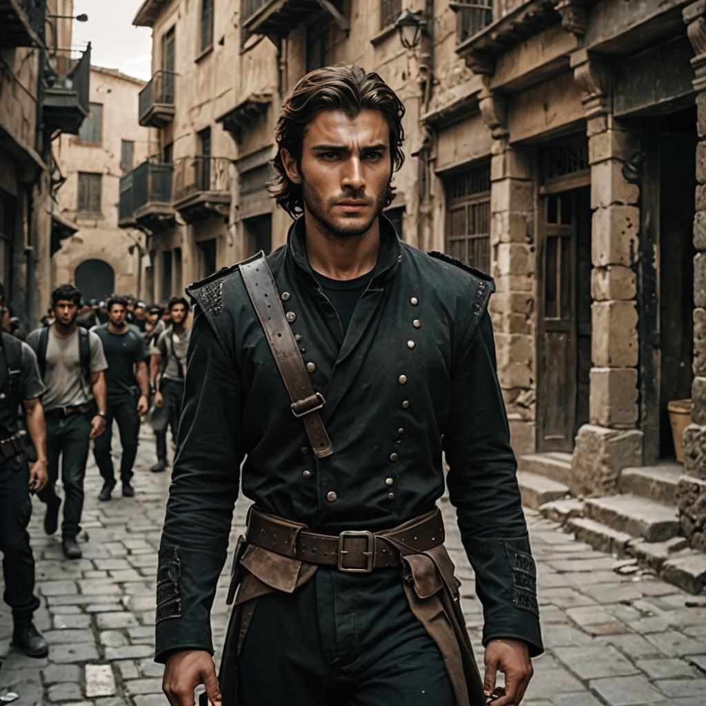 Dramatic Portrait of an Anatolian Mercenary in Film Style