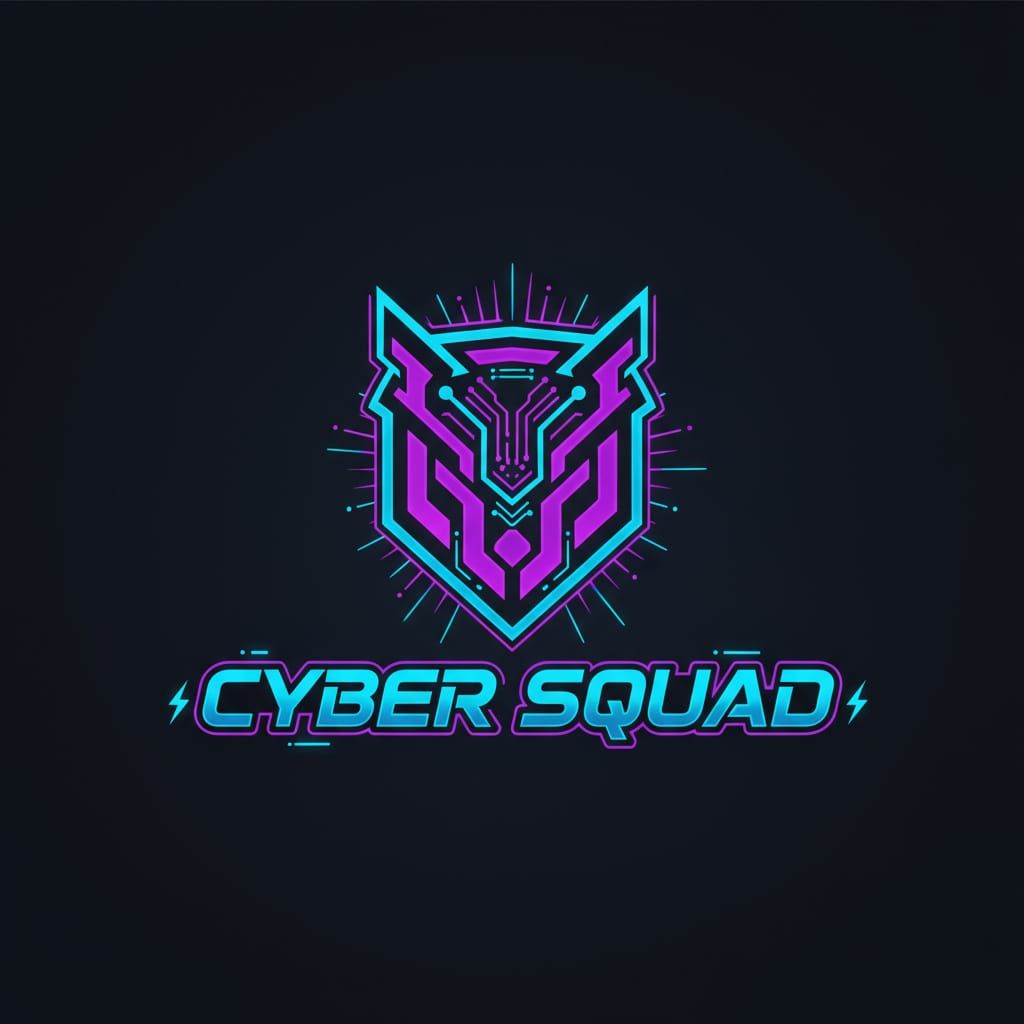 Futuristic CYBER SQUAD Logo with Neon Accents