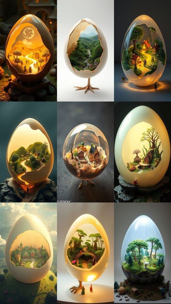 Enchanted Ostrich Egg World in Transparent Shell