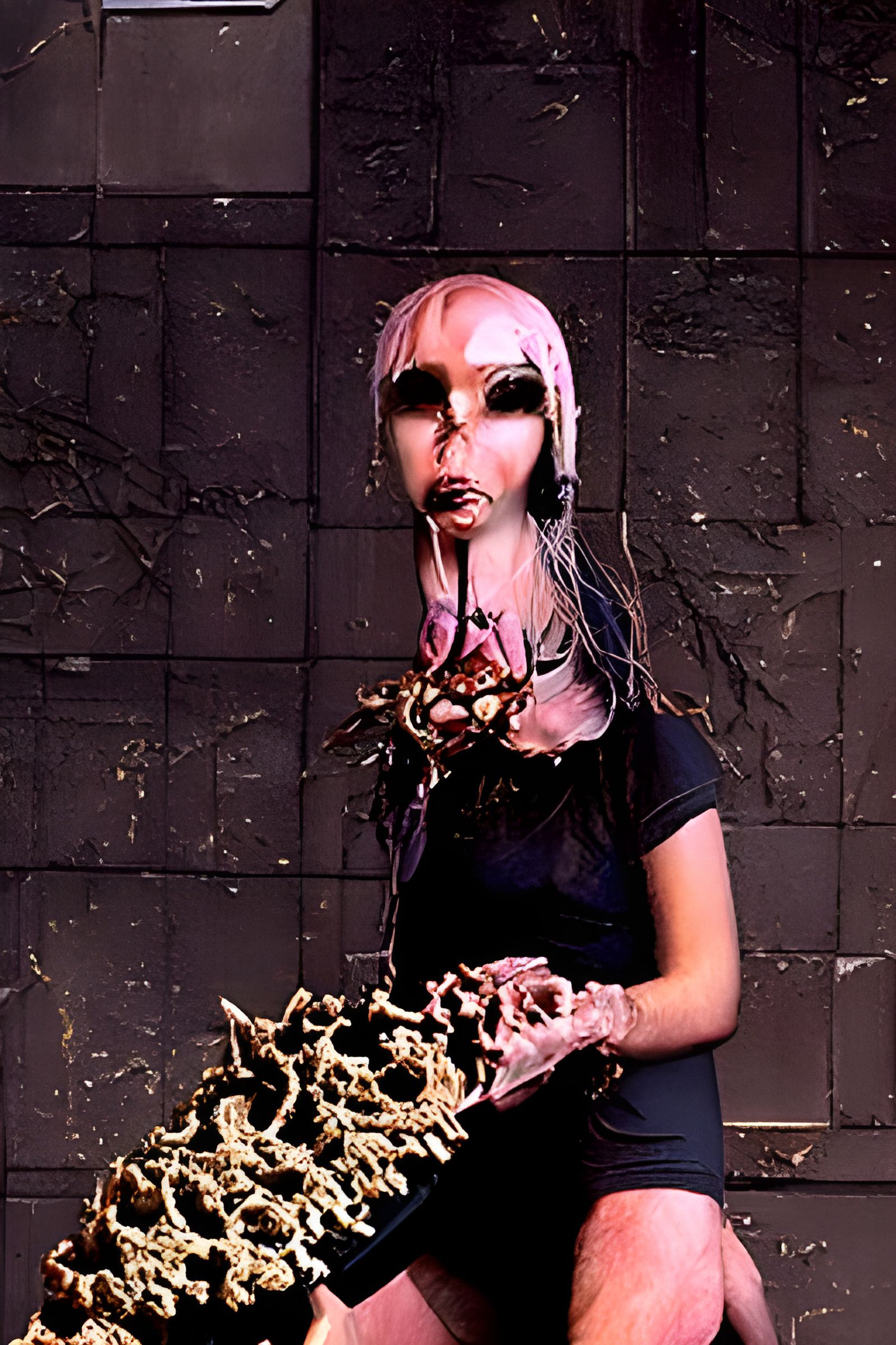 Surreal Goddess Eating Flies in Psychedelic Torture