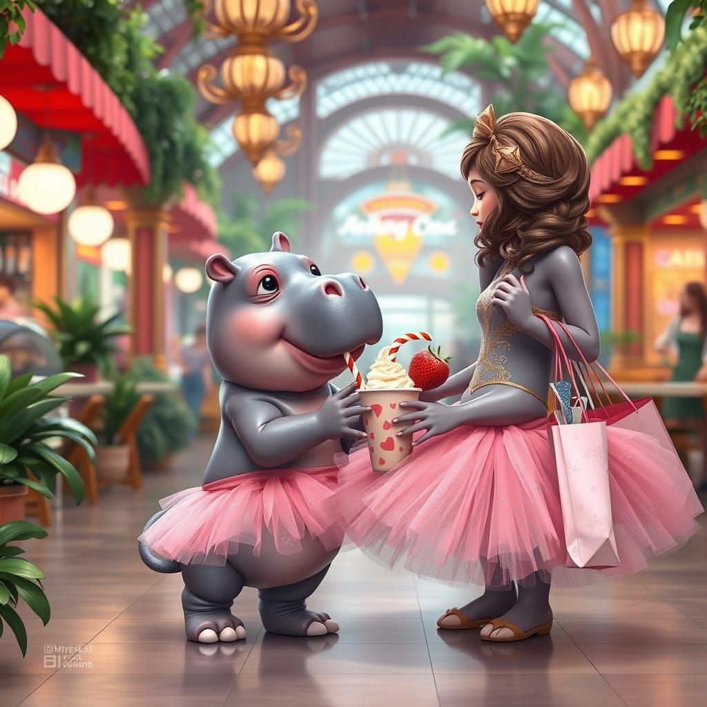 Delicate Hippopotamus Ballerina Enjoys Strawberry Treats in ...