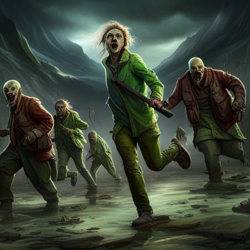 Green Zombie Army: A Fantastical Matte Painting