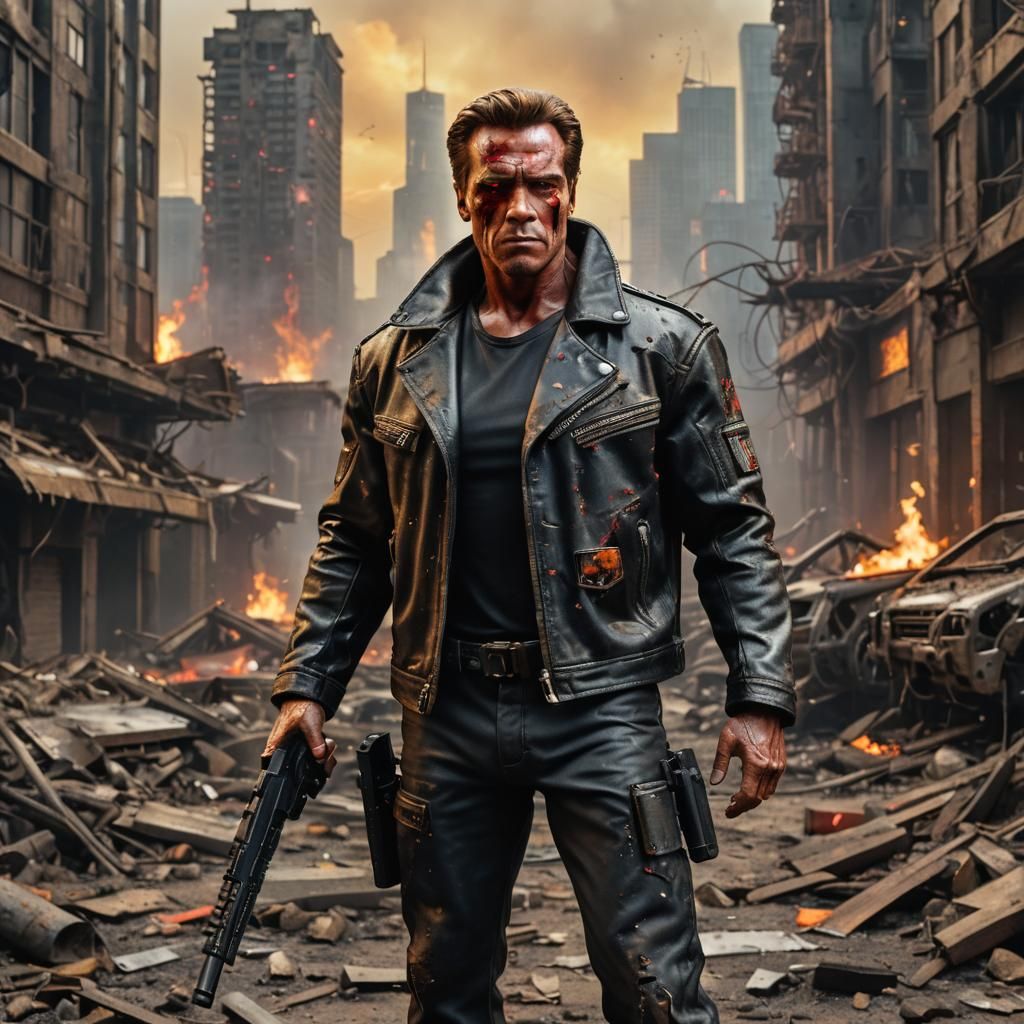 Cyberpunk Terminator Action Figure in Wasteland