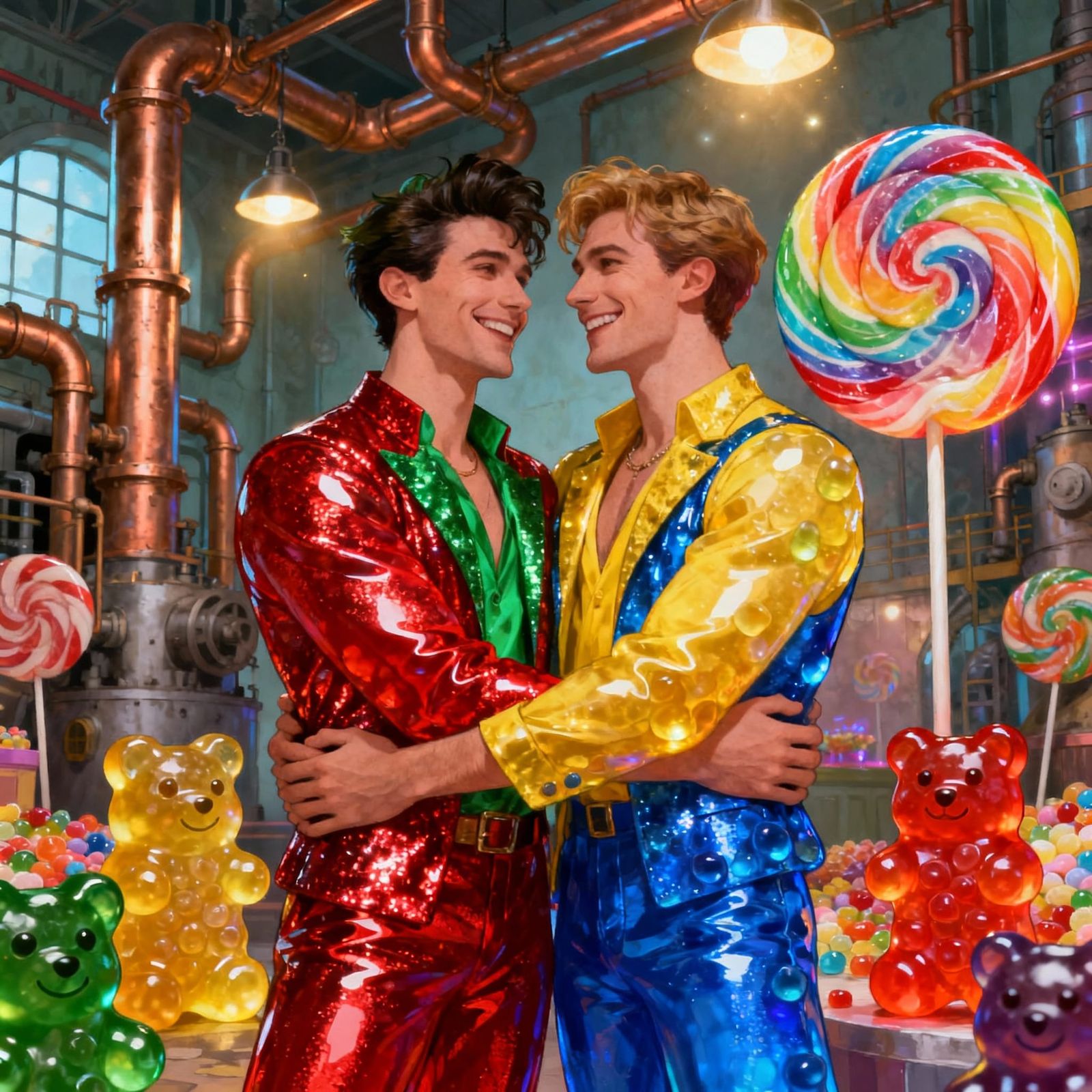 Joyful Companionship in Candy Factory