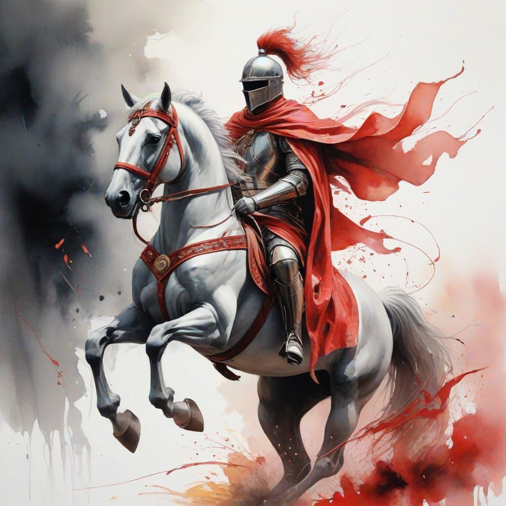 Epic Medieval Knight Rides Majestic Horse in Regal Splendor