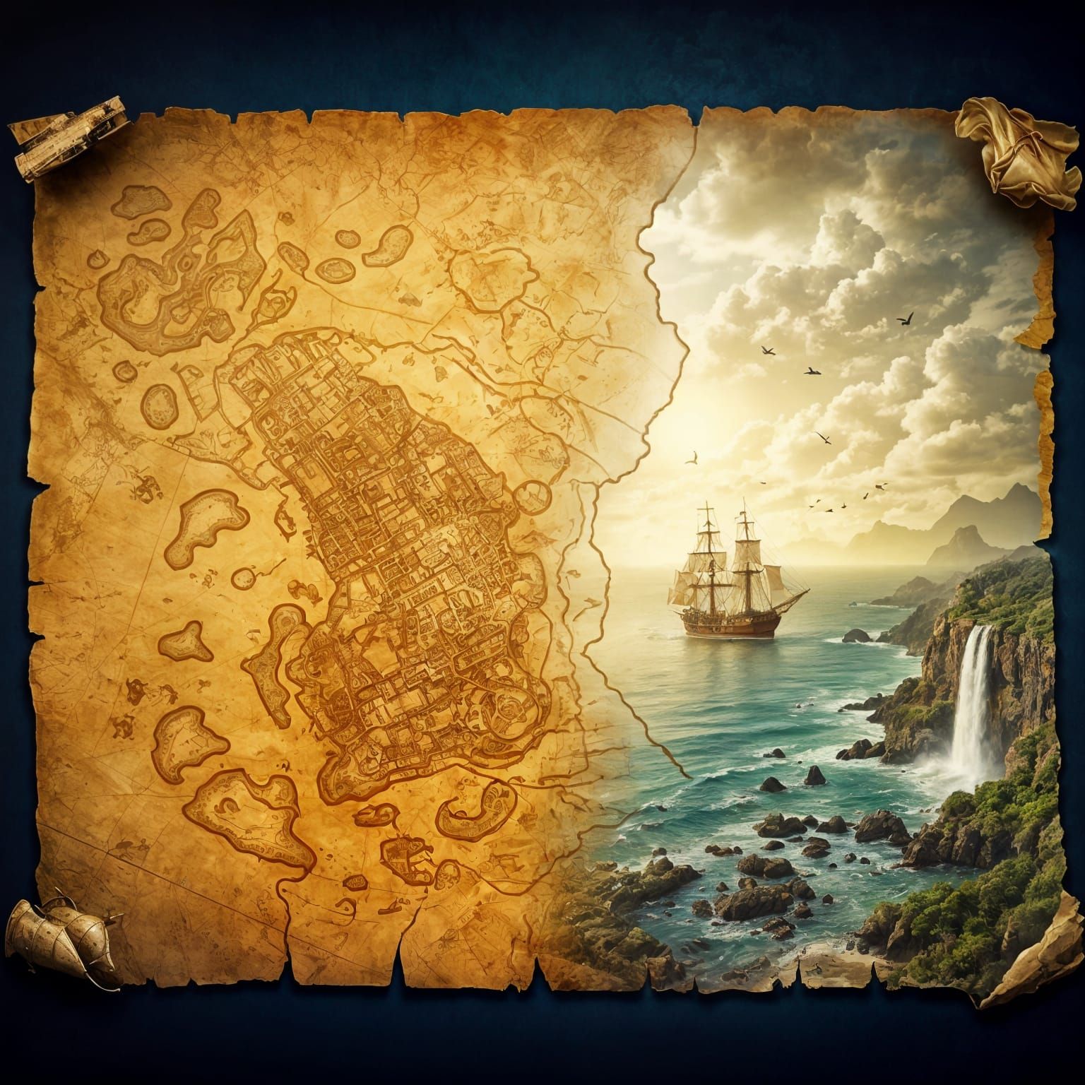 Treasure Island Epic Matte Painting in Meticulously Detailed...