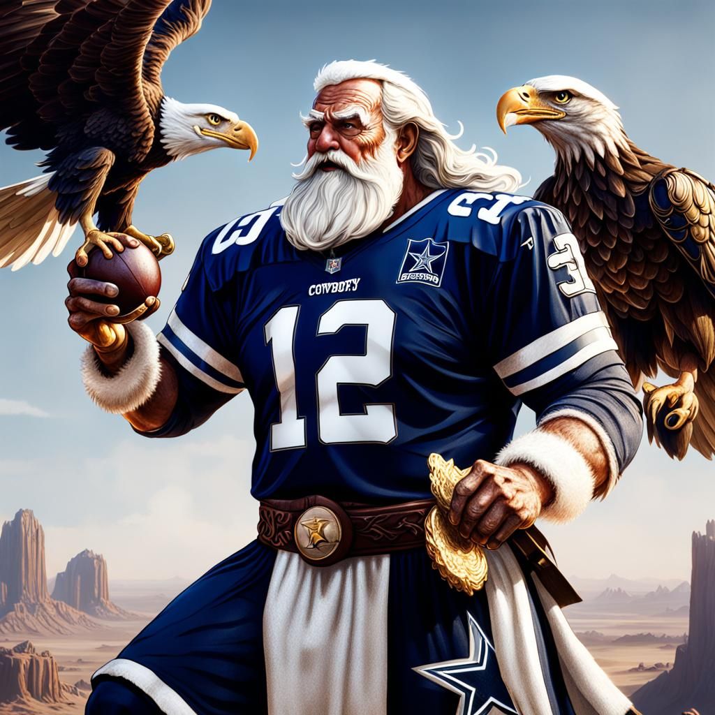 Santa Claus Dons Cowboys Jersey in Detailed Digital Art