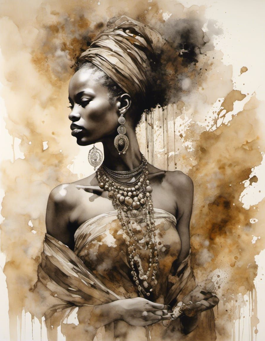 African Women Art: Gold and Brown Hues