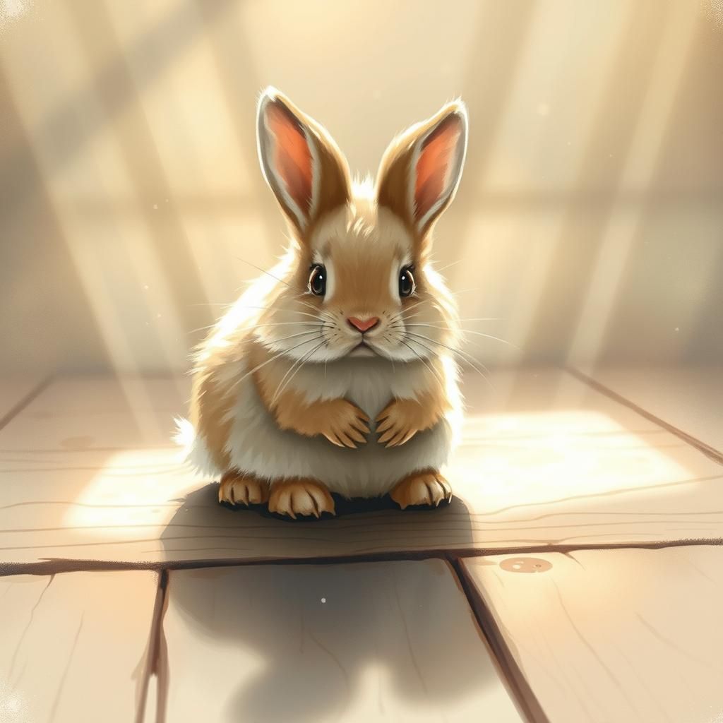 Dust Bunny in Watercolor Style