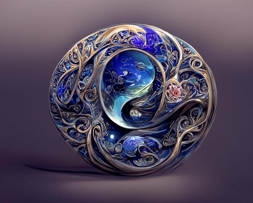 Lustrous Sapphire Ornament with Silver Filigree in Rococo St...