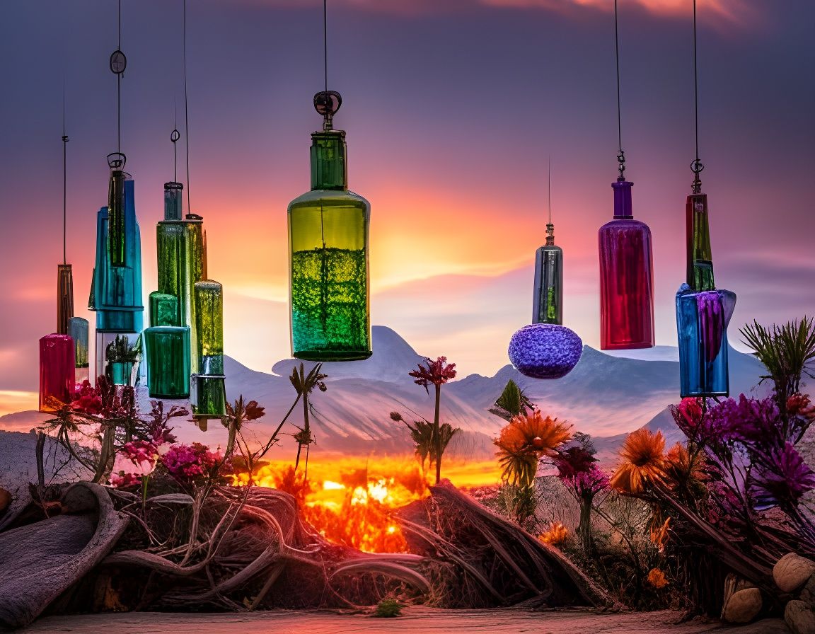 Whimsical Recycled Glass Bottle Suncatcher Windchimes