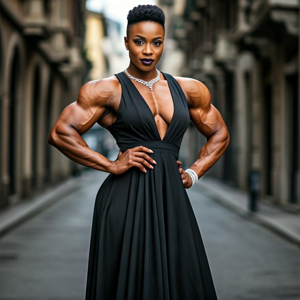 Strong Nigerian Woman in Elegant Evening Gown