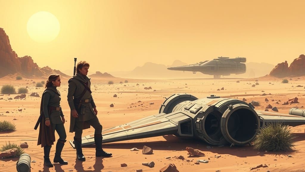 Luke and Leia on Mars: Retro Sci-Fi Art