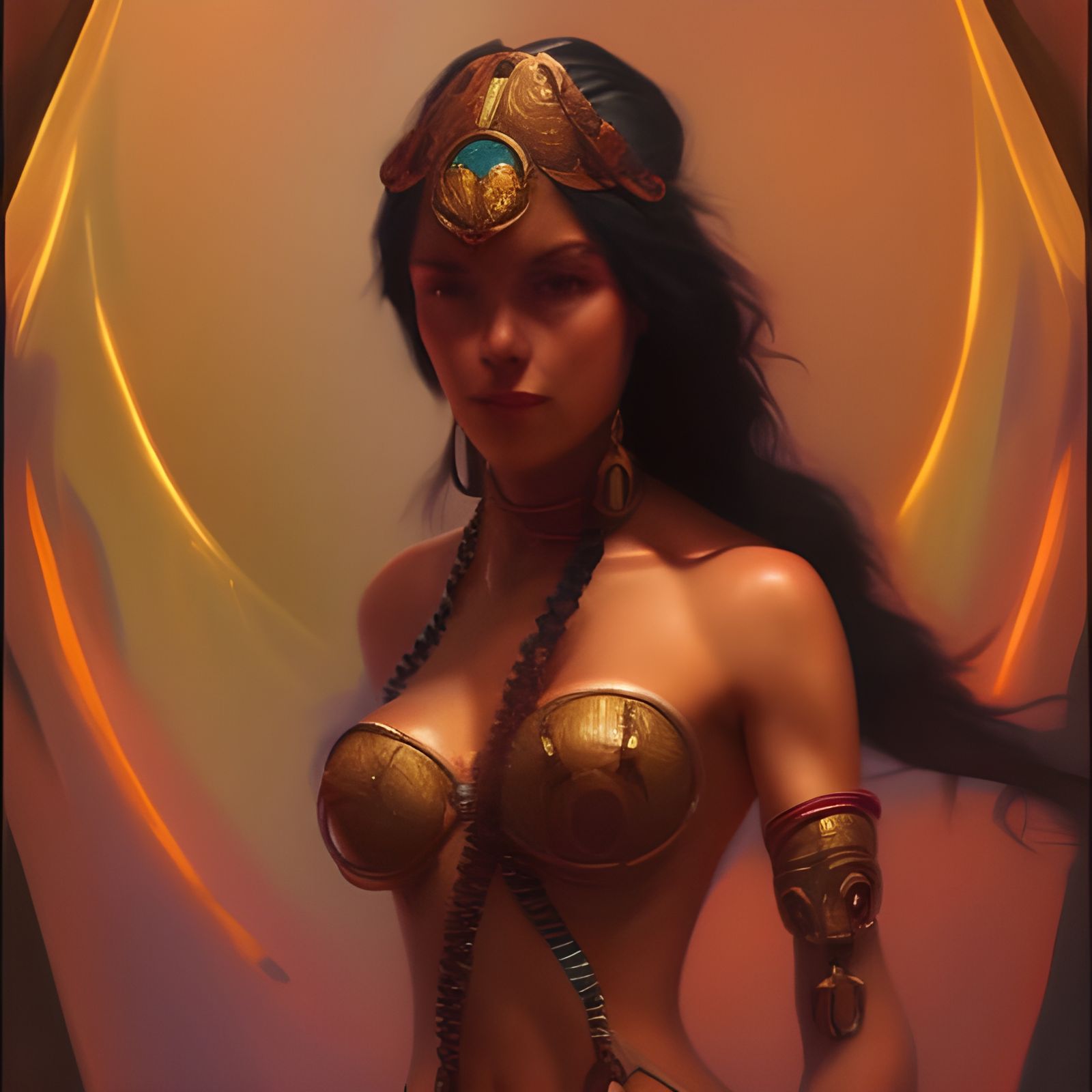Dejah Thoris Portrait in Hyperdetailed Art Nouveau Style
