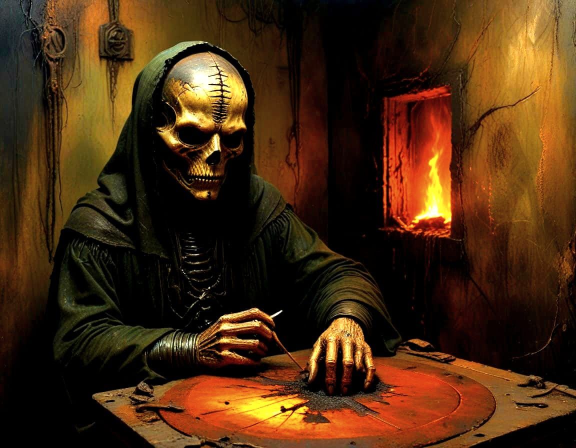 Dark Ritual in a Rusty, Gothic Chamber