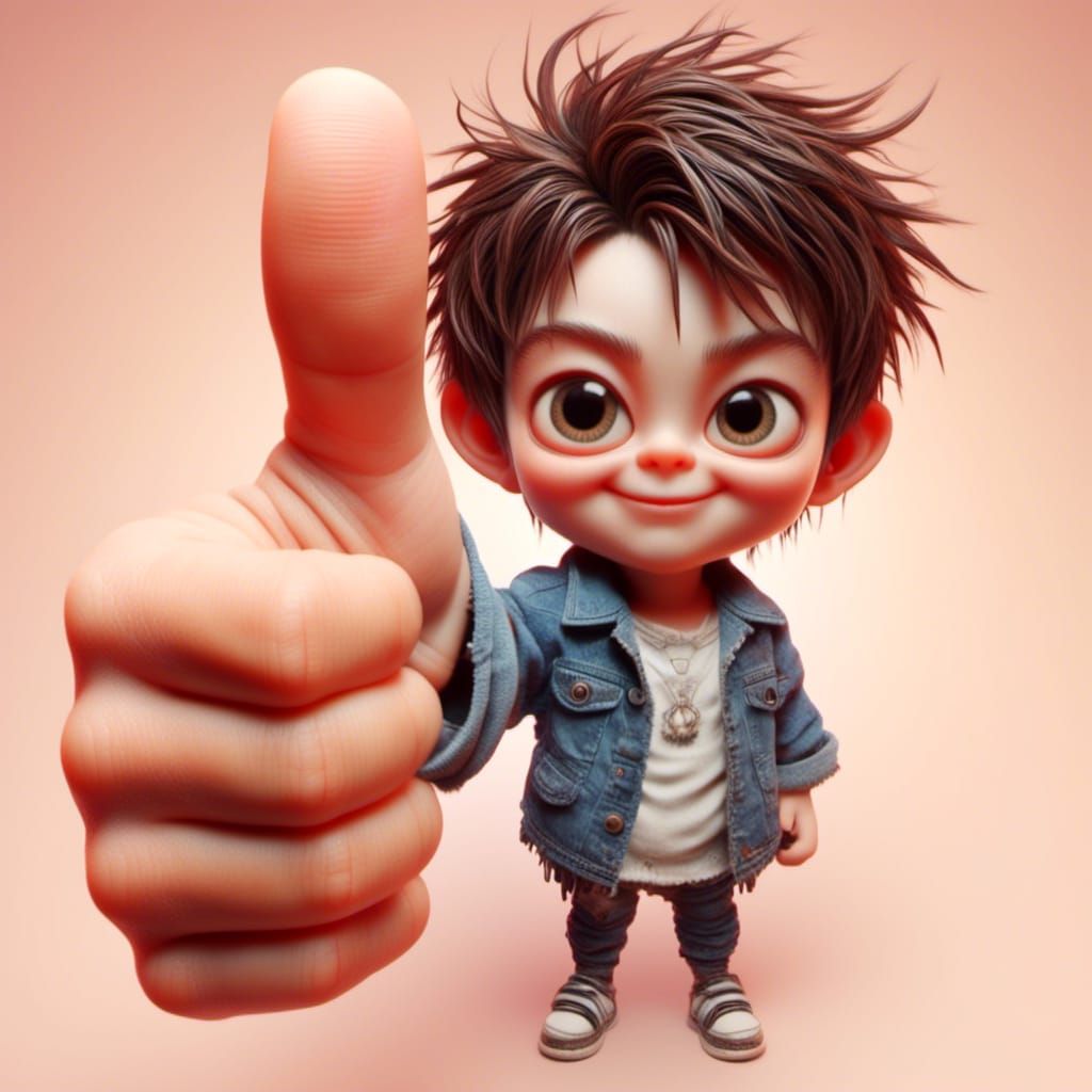 Adorable Chibi Boy Gives a Gigantic Thumbs Up