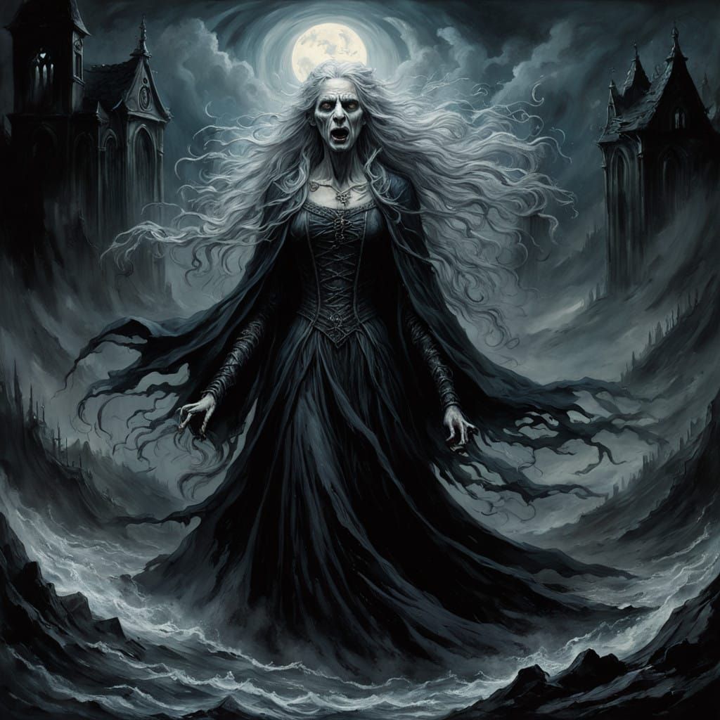 A Ghostly Banshee Unleashes Dark Eerie Woes in a Gothic Nigh...